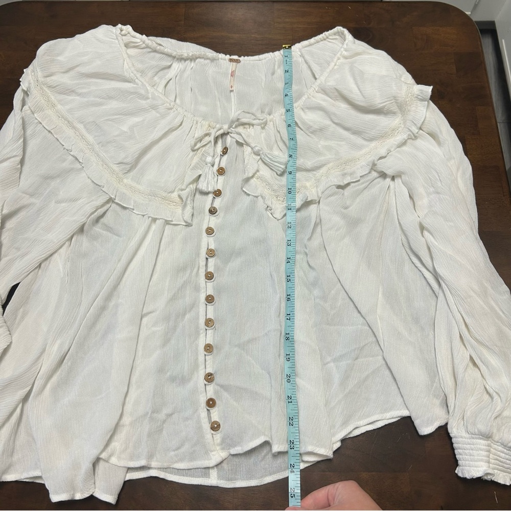 FREE PEOPLE sunrise shirt blouse in ivory white size S - Picture 12 of 16